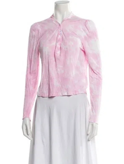 Pre-owned Loveshackfancy Tie-dye Print Long Sleeve Blouse In Multi