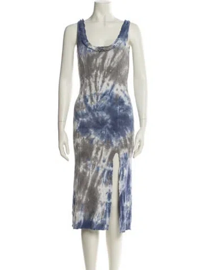 Pre-owned Loveshackfancy Tie-dye Print Midi Length Dress In Blue