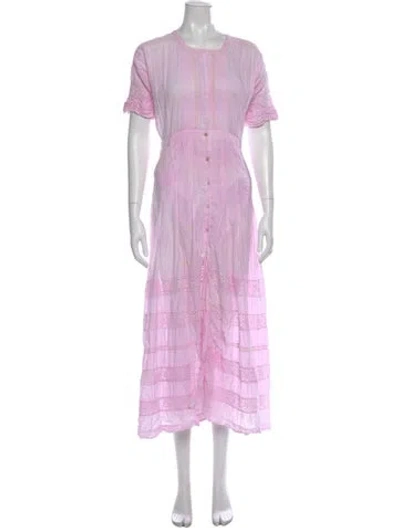 Pre-owned Loveshackfancy Tie-dye Print Midi Length Dress In Pink