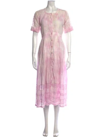 Pre-owned Loveshackfancy Tie-dye Print Midi Length Dress In Pink