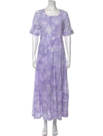 Pre-owned Loveshackfancy Tie-dye Print Midi Length Dress In Purple