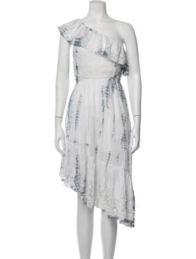 Pre-owned Loveshackfancy Tie-dye Print Midi Length Dress In White