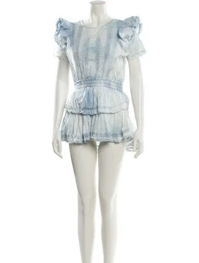 Pre-owned Loveshackfancy Tie-dye Print Mini Dress In Blue