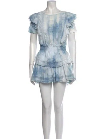 Pre-owned Loveshackfancy Tie-dye Print Mini Dress In Blue