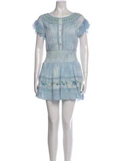 Pre-owned Loveshackfancy Tie-dye Print Mini Dress In Blue