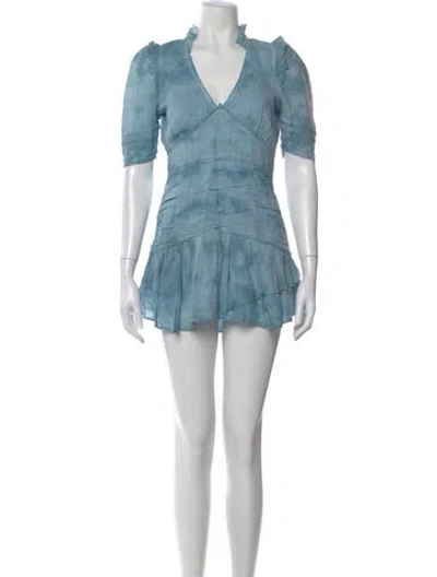 Pre-owned Loveshackfancy Tie-dye Print Mini Dress In Blue