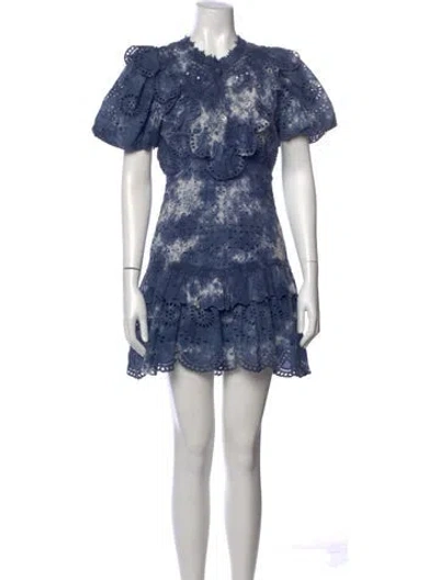 Pre-owned Loveshackfancy Tie-dye Print Mini Dress In Blue