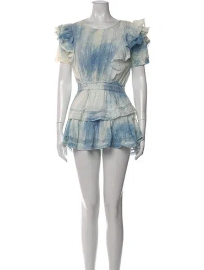 Pre-owned Loveshackfancy Tie-dye Print Mini Dress In Blue