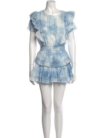 Pre-owned Loveshackfancy Tie-dye Print Mini Dress In Blue