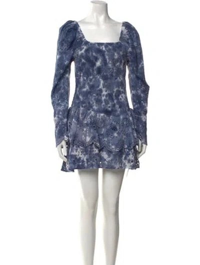 Pre-owned Loveshackfancy Tie-dye Print Mini Dress In Blue