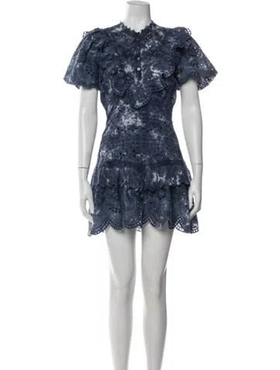 Pre-owned Loveshackfancy Tie-dye Print Mini Dress In Blue