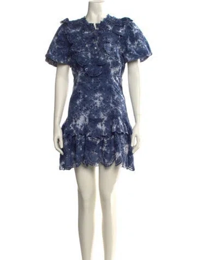 Pre-owned Loveshackfancy Tie-dye Print Mini Dress In Blue