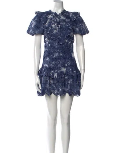 Pre-owned Loveshackfancy Tie-dye Print Mini Dress In Blue