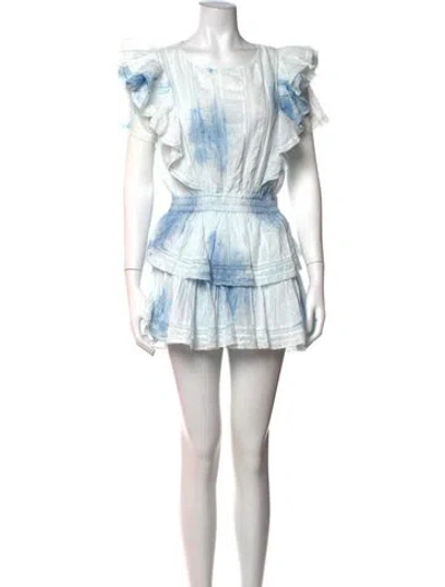 Pre-owned Loveshackfancy Tie-dye Print Mini Dress In Blue/white