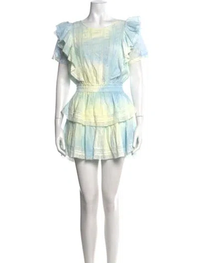 Pre-owned Loveshackfancy Tie-dye Print Mini Dress In Blue/yellow