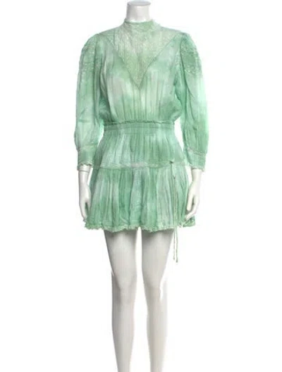 Pre-owned Loveshackfancy Tie-dye Print Mini Dress In Green