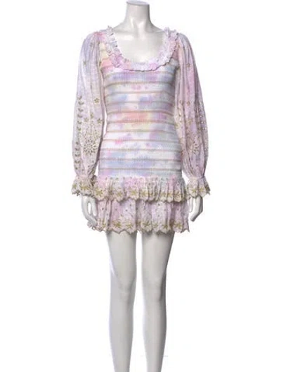 Pre-owned Loveshackfancy Tie-dye Print Mini Dress In Metallic/purple