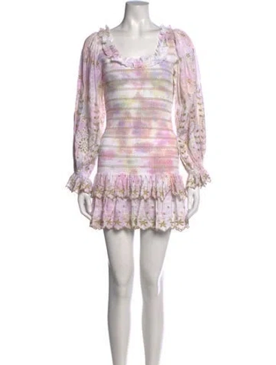 Pre-owned Loveshackfancy Tie-dye Print Mini Dress In Metallic/purple