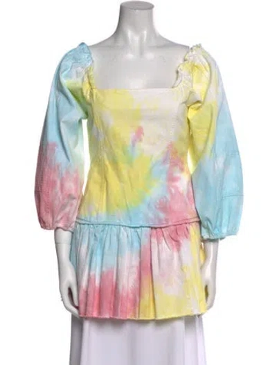 Pre-owned Loveshackfancy Tie-dye Print Mini Dress In Multi