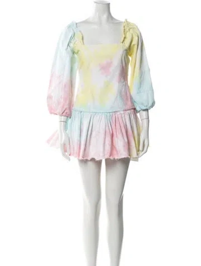 Pre-owned Loveshackfancy Tie-dye Print Mini Dress In Multi