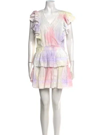 Pre-owned Loveshackfancy Tie-dye Print Mini Dress In Neutral