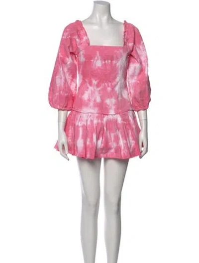 Pre-owned Loveshackfancy Tie-dye Print Mini Dress In Pink