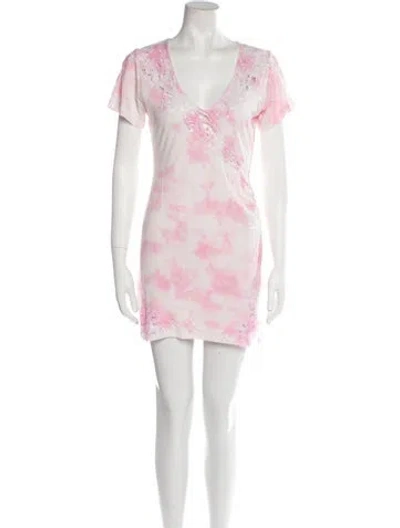 Pre-owned Loveshackfancy Tie-dye Print Mini Dress In Pink