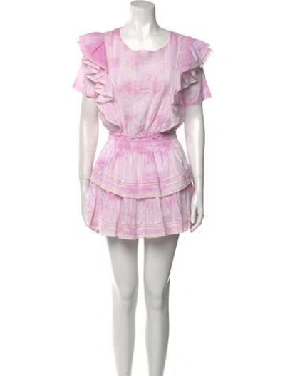Pre-owned Loveshackfancy Tie-dye Print Mini Dress In Pink