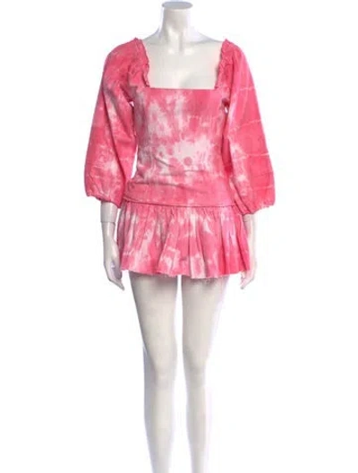 Pre-owned Loveshackfancy Tie-dye Print Mini Dress In Pink