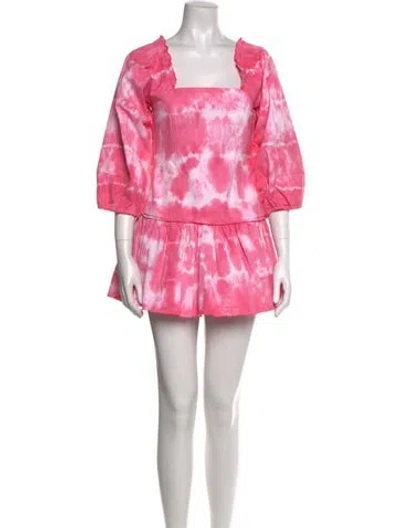 Pre-owned Loveshackfancy Tie-dye Print Mini Dress In Pink