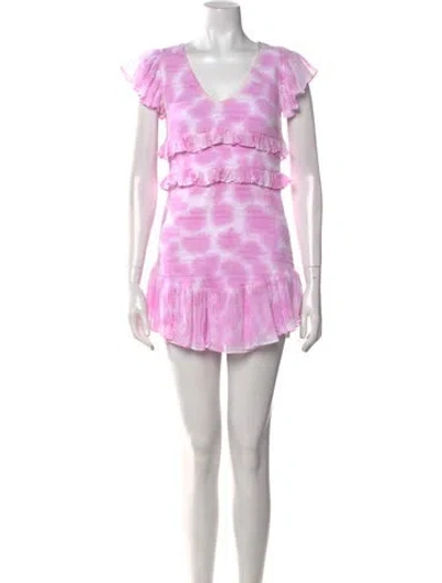 Pre-owned Loveshackfancy Tie-dye Print Mini Dress In Pink