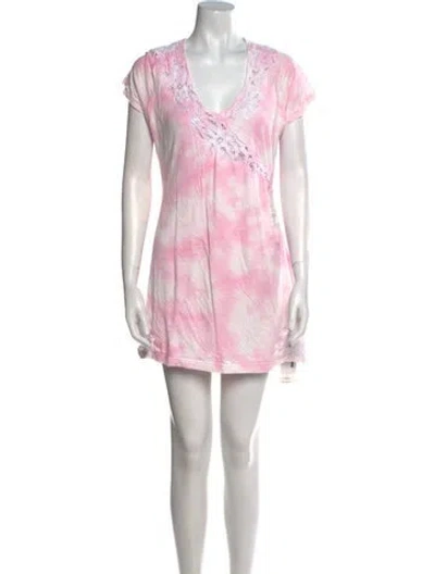 Pre-owned Loveshackfancy Tie-dye Print Mini Dress In Pink