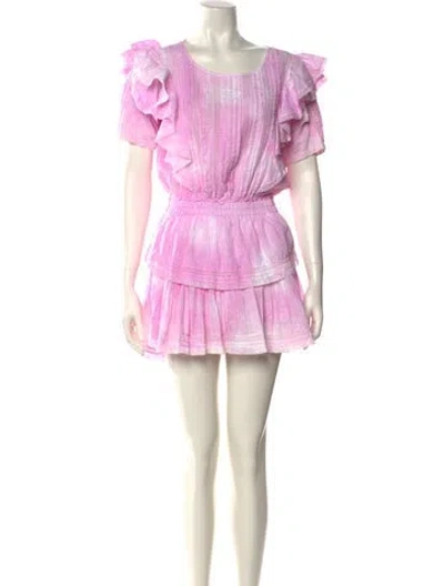 Pre-owned Loveshackfancy Tie-dye Print Mini Dress In Pink
