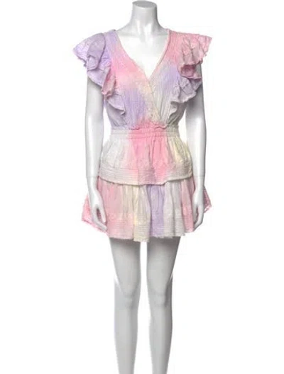 Pre-owned Loveshackfancy Tie-dye Print Mini Dress In Pink