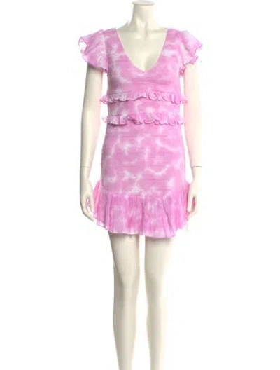 Pre-owned Loveshackfancy Tie-dye Print Mini Dress In Pink