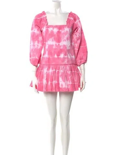 Pre-owned Loveshackfancy Tie-dye Print Mini Dress In Pink