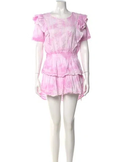 Pre-owned Loveshackfancy Tie-dye Print Mini Dress In Pink
