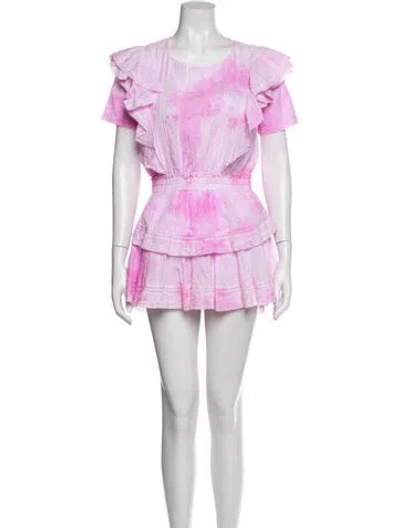 Pre-owned Loveshackfancy Tie-dye Print Mini Dress In Pink