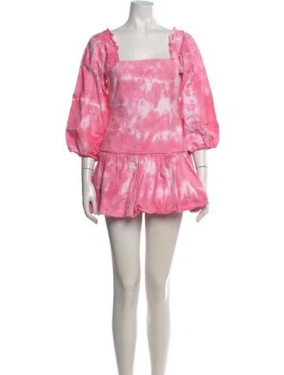 Pre-owned Loveshackfancy Tie-dye Print Mini Dress In Pink