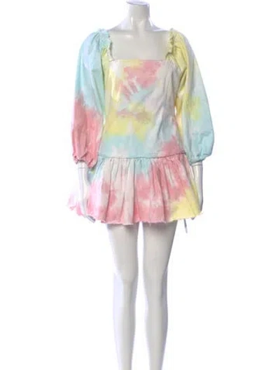 Pre-owned Loveshackfancy Tie-dye Print Mini Dress In Pink