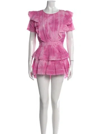 Pre-owned Loveshackfancy Tie-dye Print Mini Dress In Pink