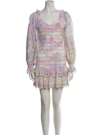 Pre-owned Loveshackfancy Tie-dye Print Mini Dress In Pink