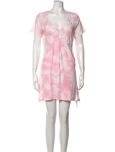Pre-owned Loveshackfancy Tie-dye Print Mini Dress In Pink