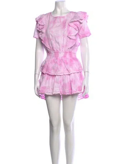 Pre-owned Loveshackfancy Tie-dye Print Mini Dress In Pink