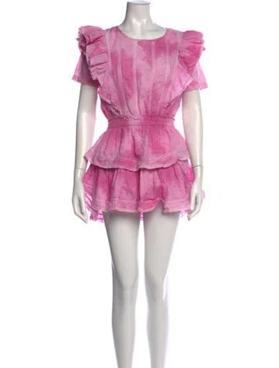 Pre-owned Loveshackfancy Tie-dye Print Mini Dress In Pink