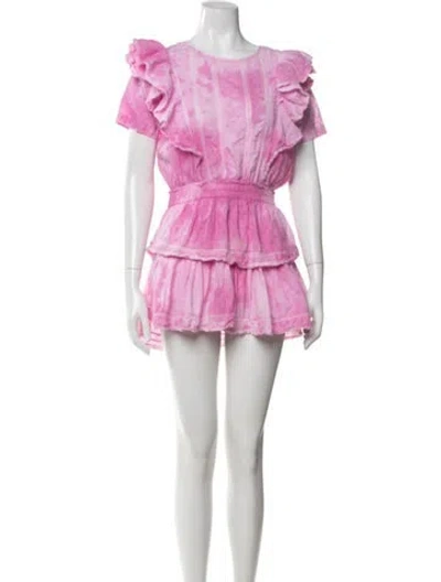 Pre-owned Loveshackfancy Tie-dye Print Mini Dress In Pink