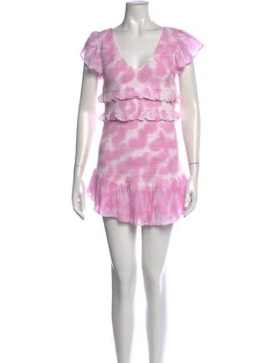 Pre-owned Loveshackfancy Tie-dye Print Mini Dress In Pink