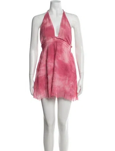 Pre-owned Loveshackfancy Tie-dye Print Mini Dress In Pink