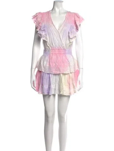 Pre-owned Loveshackfancy Tie-dye Print Mini Dress In Pink