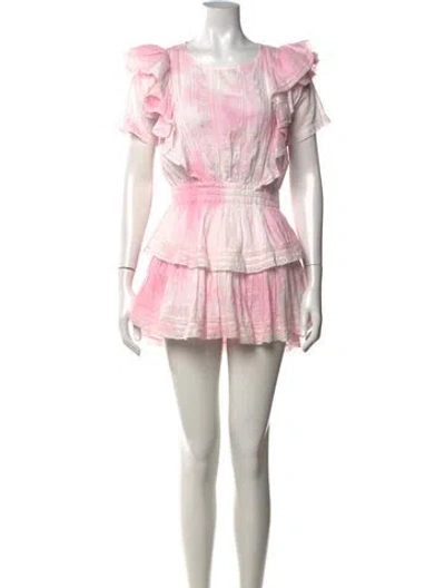 Pre-owned Loveshackfancy Tie-dye Print Mini Dress In Pink